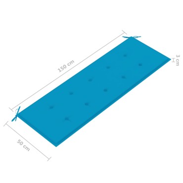 vidaXL Μαξιλάρι Πάγκου Κήπου Μπλε 150 x 50 x 3 εκ. Ύφασμα Oxford