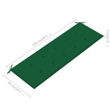 vidaXL Μαξιλάρι Πάγκου Κήπου Πράσινο 150x50x3cm Ύφασμα Oxford