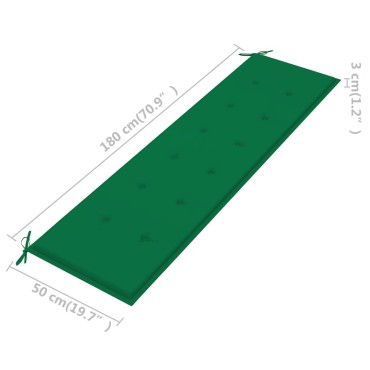 vidaXL Μαξιλάρι Πάγκου Κήπου Πράσινο 180x50x3cm Ύφασμα Oxford
