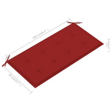 vidaXL Μαξιλάρι Πάγκου Κήπου Κόκκινο 100x50x3cm Ύφασμα Oxford