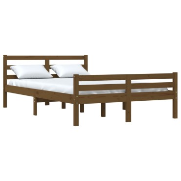 vidaXL Πλαίσιο Κρεβατιού Μελί 135x190cm Ξύλο Πεύκου Double 1 τεμ. - Μονό