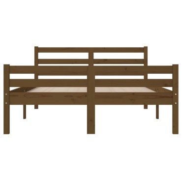 vidaXL Πλαίσιο Κρεβατιού Μελί 135x190cm Ξύλο Πεύκου Double 1 τεμ. - Μονό