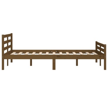 vidaXL Πλαίσιο Κρεβατιού Μελί 135x190cm Ξύλο Πεύκου Double 1 τεμ. - Μονό