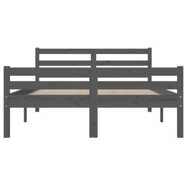 vidaXL Πλαίσιο Κρεβατιού Γκρι 140 x 200 εκ. από Μασίφ Ξύλο