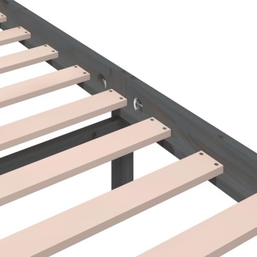 vidaXL Πλαίσιο Κρεβατιού Γκρι 140 x 200 εκ. από Μασίφ Ξύλο