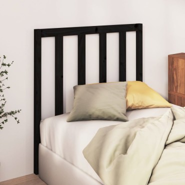 vidaXL Κεφαλάρι Κρεβατιού Μαύρο 81x4x100cm από Μασίφ Ξύλο Πεύκου 1 τεμ.