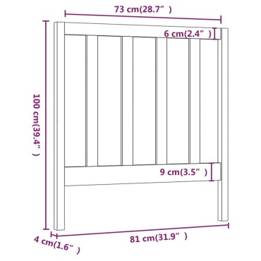 vidaXL Κεφαλάρι Κρεβατιού Μαύρο 81x4x100cm από Μασίφ Ξύλο Πεύκου 1 τεμ.