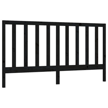 vidaXL Κεφαλάρι Κρεβατιού Μαύρο 186x4x100cm Μασίφ Ξύλο Πεύκου 1 τεμ.