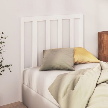 vidaXL Κεφαλάρι Κρεβατιού Λευκό 81x4x100cm από Μασίφ Ξύλο Πεύκου 1 τεμ.