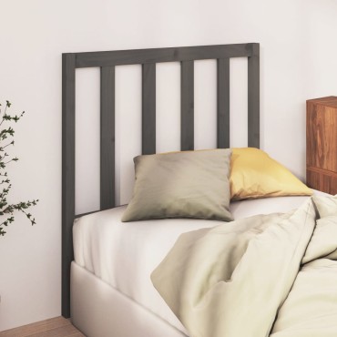 vidaXL Κεφαλάρι Κρεβατιού Γκρι 81x4x100cm από Μασίφ Ξύλο Πεύκου 1 τεμ.