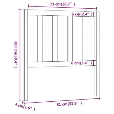 vidaXL Κεφαλάρι Κρεβατιού Γκρι 81x4x100cm από Μασίφ Ξύλο Πεύκου 1 τεμ.