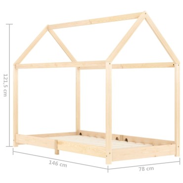 vidaXL Πλαίσιο Κρεβατιού Παιδικό 70x140cm Μασίφ Ξύλο Πεύκου 1 τεμ. - Μονό