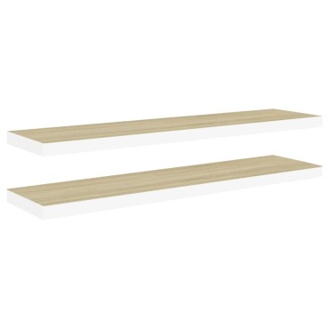 vidaXL Ράφια Τοίχου 2 τεμ. Δρυς / Λευκά 90x23,5x3,8cm από MDF