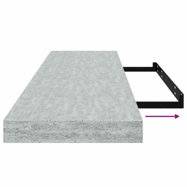 vidaXL Ράφια Τοίχου 4 τεμ. Γκρι Σκυροδέματος 90x23,5x3,8cm MDF