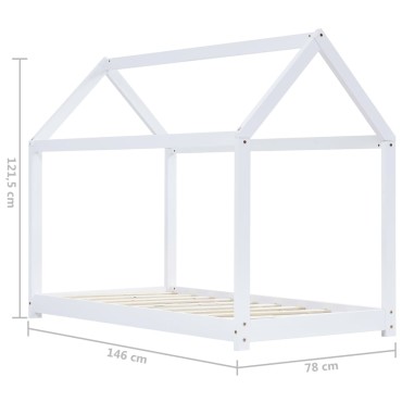 vidaXL Πλαίσιο Κρεβατιού Παιδικό Λευκό 70x140cm Μασίφ Ξύλο Πεύκου 1 τεμ. - Μονό