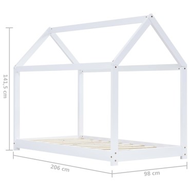 vidaXL Πλαίσιο Κρεβατιού Παιδικό Λευκό 90x200cm Μασίφ Ξύλο Πεύκου 1 τεμ. - Μονό