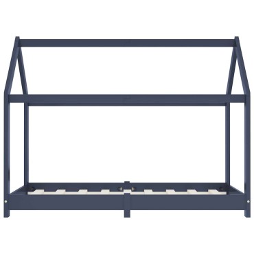 vidaXL Πλαίσιο Κρεβατιού Παιδικό Γκρι 70x140cm Μασίφ Ξύλο Πεύκου 1 τεμ. - Μονό