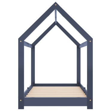 vidaXL Πλαίσιο Κρεβατιού Παιδικό Γκρι 70x140cm Μασίφ Ξύλο Πεύκου 1 τεμ. - Μονό