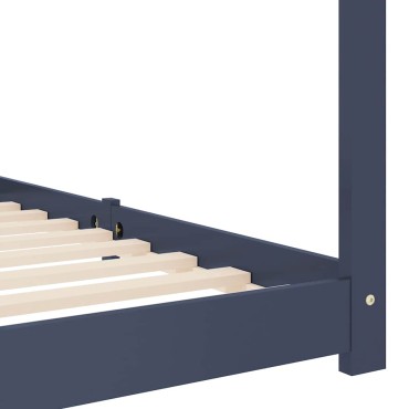 vidaXL Πλαίσιο Κρεβατιού Παιδικό Γκρι 70x140cm Μασίφ Ξύλο Πεύκου 1 τεμ. - Μονό