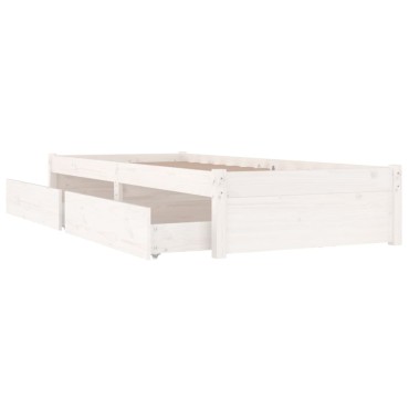 vidaXL Πλαίσιο Κρεβατιού με Συρτάρια Λευκό 90x200cm 1 τεμ. - Μονό