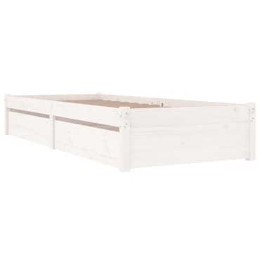 vidaXL Πλαίσιο Κρεβατιού με Συρτάρια Λευκό 90x200cm 1 τεμ. - Μονό