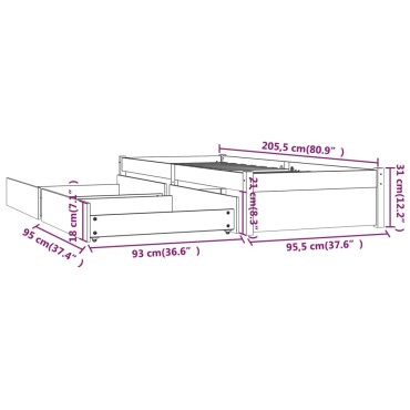 vidaXL Πλαίσιο Κρεβατιού με Συρτάρια Λευκό 90x200cm 1 τεμ. - Μονό