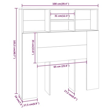 vidaXL Κεφαλάρι Με Αποθηκευτικό Χώρο Μαύρο 100x19x103,5cm 1 τεμ.