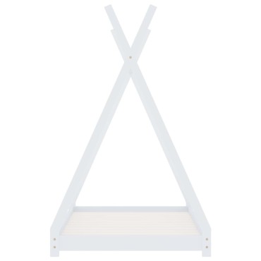 vidaXL Πλαίσιο Κρεβατιού Παιδικό Λευκό 80x160cm Μασίφ Ξύλο Πεύκου 1 τεμ. - Μονό