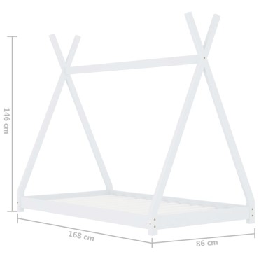 vidaXL Πλαίσιο Κρεβατιού Παιδικό Λευκό 80x160cm Μασίφ Ξύλο Πεύκου 1 τεμ. - Μονό