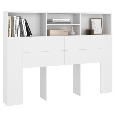 vidaXL Κεφαλάρι Με Αποθηκευτικό Χώρο Λευκό 140x19x103,5cm 1 τεμ.