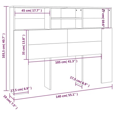 vidaXL Κεφαλάρι Με Αποθηκευτικό Χώρο Λευκό 140x19x103,5cm 1 τεμ.