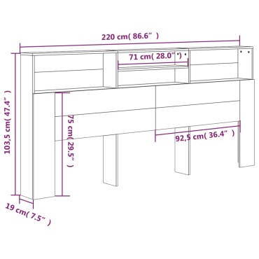 vidaXL Κεφαλάρι Με Αποθηκευτικό Χώρο Λευκό 220x19x103,5cm 1 τεμ.