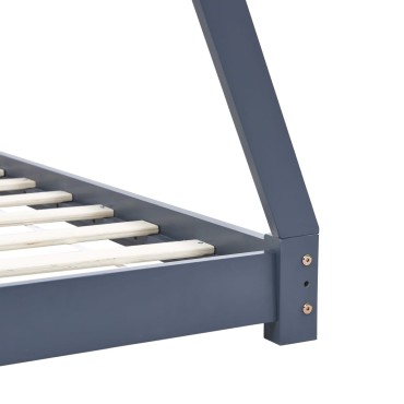 vidaXL Πλαίσιο Κρεβατιού Παιδικό Γκρι 70x140cm Μασίφ Ξύλο Πεύκου 1 τεμ. - Μονό