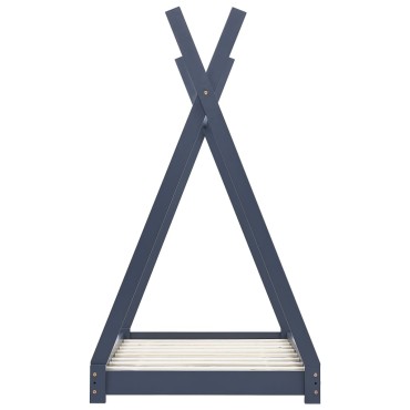 vidaXL Πλαίσιο Κρεβατιού Παιδικό Γκρι 80x160cm Μασίφ Ξύλο Πεύκου 1 τεμ. - Μονό