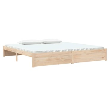 vidaXL Σκελετός Κρεβατιού Χωρίς Στρώμα 200x200cm Μασίφ Ξύλο 1 τεμ. - Διπλό