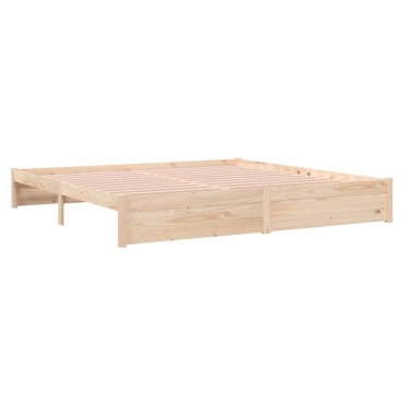 vidaXL Σκελετός Κρεβατιού Χωρίς Στρώμα 200x200cm Μασίφ Ξύλο 1 τεμ. - Διπλό