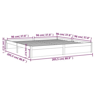vidaXL Σκελετός Κρεβατιού Χωρίς Στρώμα 200x200cm Μασίφ Ξύλο 1 τεμ. - Διπλό