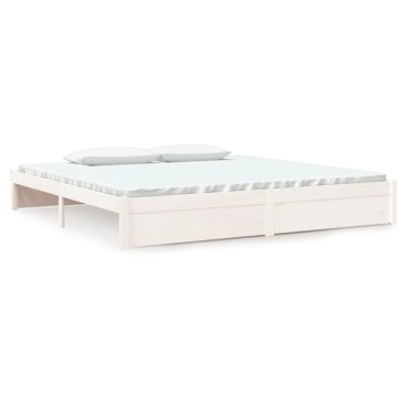 vidaXL Πλαίσιο Κρεβατιού Λευκό 200x200cm από Μασίφ Ξύλο 1 τεμ. - Διπλό