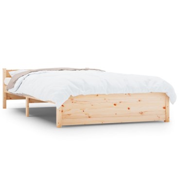 vidaXL Σκελετός Κρεβατιού Χωρίς Στρώμα 140x200cm Μασίφ Ξύλο 1 τεμ. - Διπλό