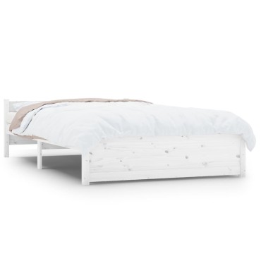 vidaXL Πλαίσιο Κρεβατιού Λευκό 140x200cm από Μασίφ Ξύλο 1 τεμ. - Διπλό