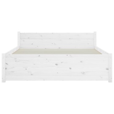 vidaXL Πλαίσιο Κρεβατιού Λευκό 140x200cm από Μασίφ Ξύλο 1 τεμ. - Διπλό