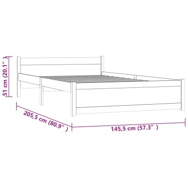 vidaXL Πλαίσιο Κρεβατιού Λευκό 140x200cm από Μασίφ Ξύλο 1 τεμ. - Διπλό