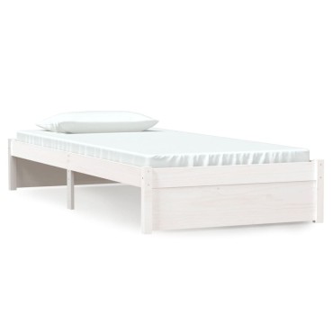 vidaXL Πλαίσιο Κρεβατιού Λευκό 90x190cm Μασίφ Ξύλο Single 1 τεμ. - Μονό