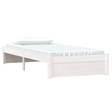 vidaXL Πλαίσιο Κρεβατιού Λευκό 90x190cm Μασίφ Ξύλο Single 1 τεμ. - Μονό