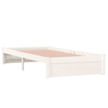 vidaXL Πλαίσιο Κρεβατιού Λευκό 90x190cm Μασίφ Ξύλο Single 1 τεμ. - Μονό