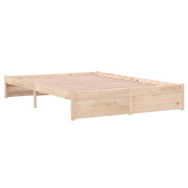 vidaXL Πλαίσιο Κρεβατιού 140x190cm από Μασίφ Ξύλο 1 τεμ. - Διπλό