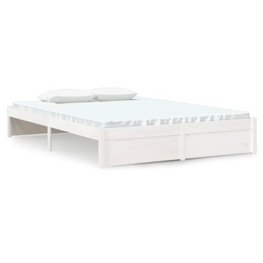 vidaXL Πλαίσιο Κρεβατιού Λευκό 140x190cm από Μασίφ Ξύλο 1 τεμ. - Μονό