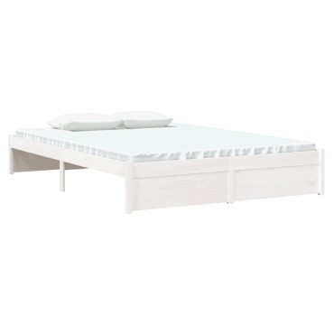 vidaXL Πλαίσιο Κρεβατιού Λευκό 140x190cm από Μασίφ Ξύλο 1 τεμ. - Μονό