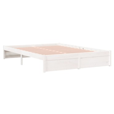vidaXL Πλαίσιο Κρεβατιού Λευκό 140x190cm από Μασίφ Ξύλο 1 τεμ. - Μονό