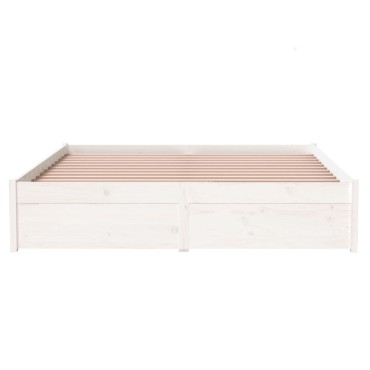 vidaXL Πλαίσιο Κρεβατιού Λευκό 140x190cm από Μασίφ Ξύλο 1 τεμ. - Μονό